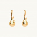 Earrings on hooks with black diamonds, stones, drop, globe, gold plated brass
