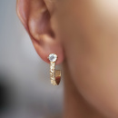 Small princess hoops with stone on model