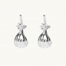 Silver earrings in shape of a fig with a white cz stone