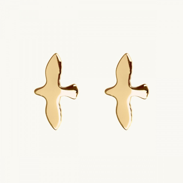 Earrings in 18K gold plated brass in shape of a dove