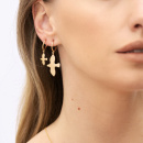 Hanging earrings with doves on hook in gold
