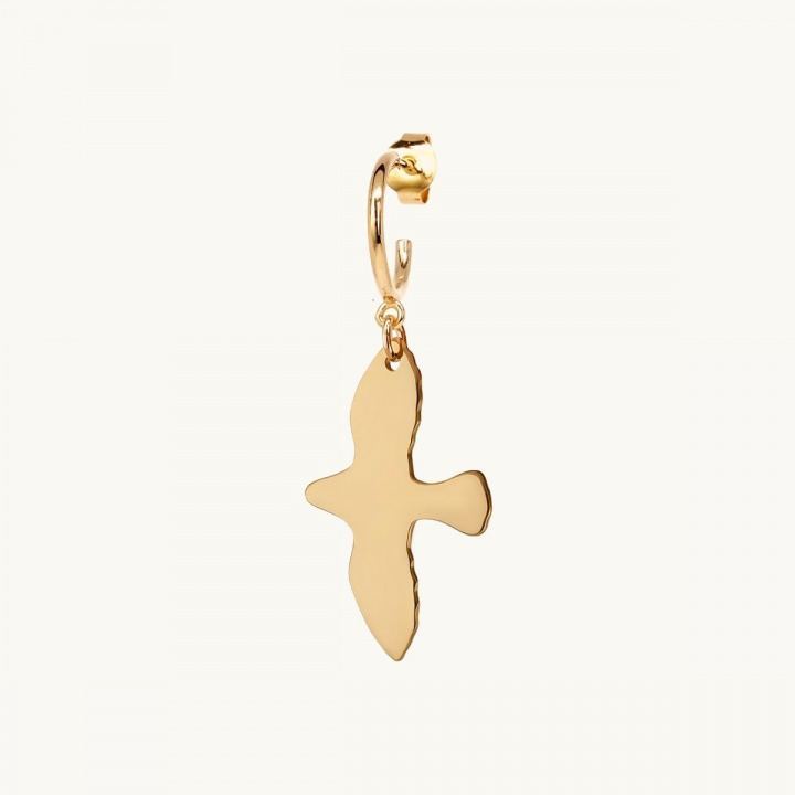 Hoop with a dove in gold