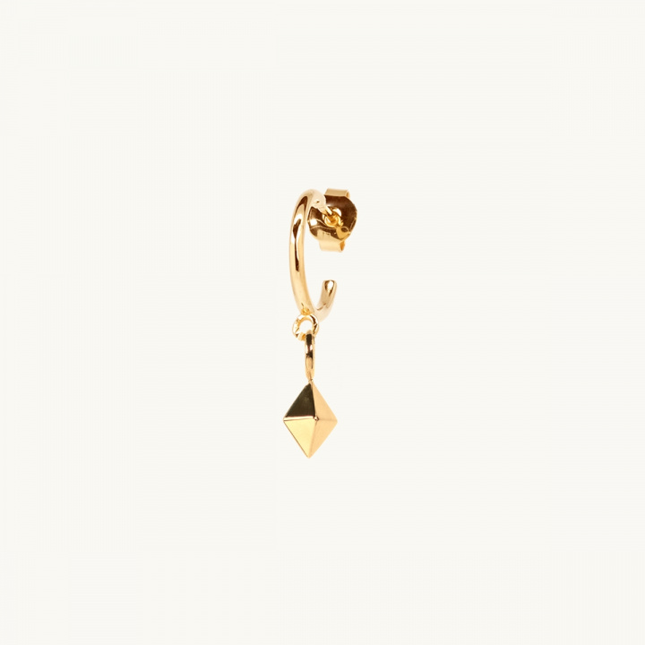 Gold hoop with a hanging diamond