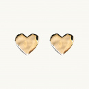 Heart shape earrings with an organic shape in gold