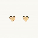 Pin earrings in gold in shape of a heart with an organic shape
