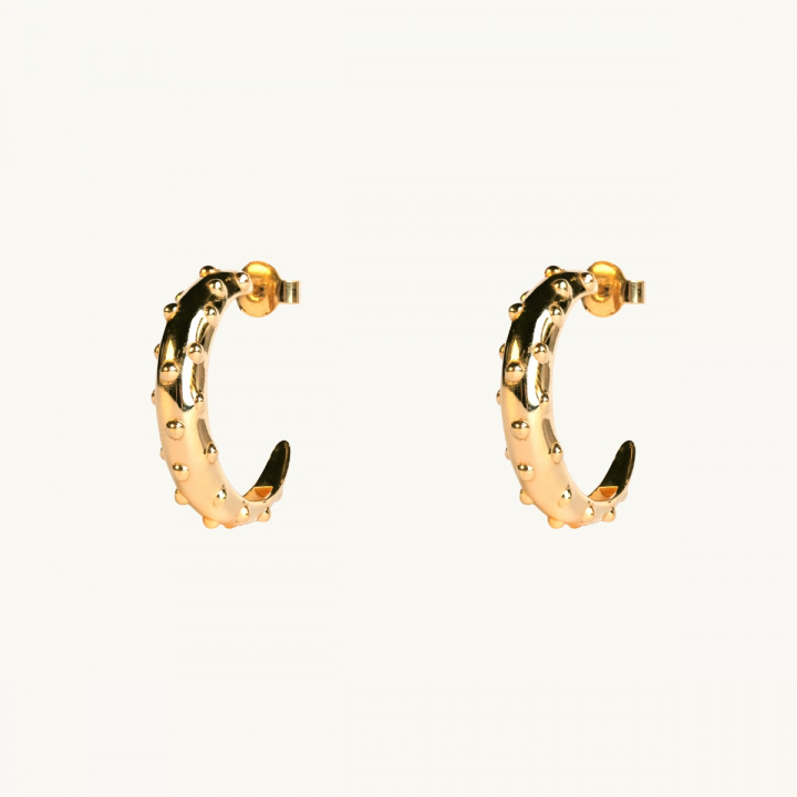 Earrings in 18K gold plated brass with globes