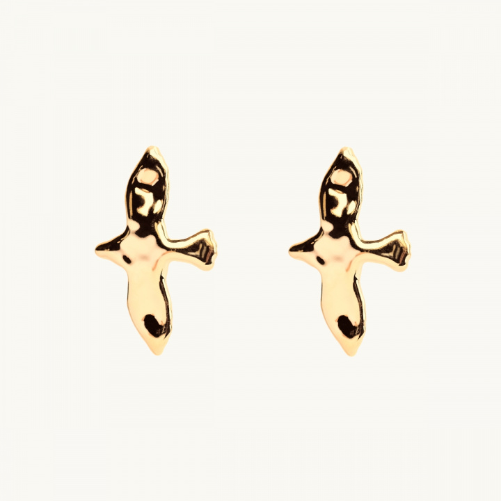 Large pin earrings in 18k gold plated brass