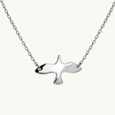 Silver dove necklace with chain in the wings