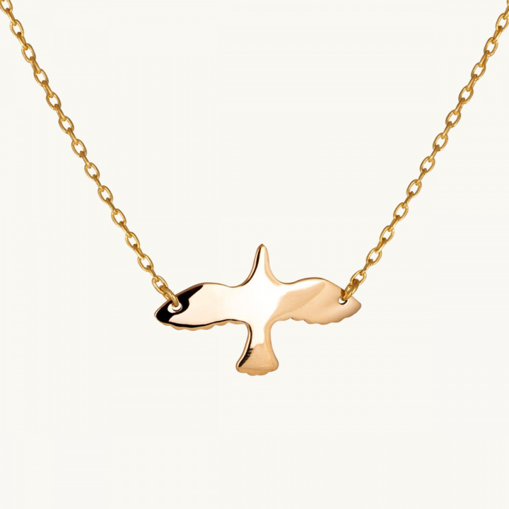 Golden necklace dove with wings