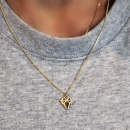 Small diamond necklace in gold on model