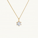 Necklace pendant gold with a white stone, princess