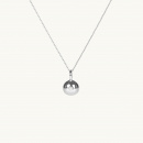 Silver globe necklace with a white stone
