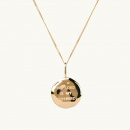 Necklace with a gold coin with an organic shape, with the inscription the lord is my shepherd