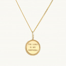 Necklace with a gold coin with a victory wreath, with the inscription the lord is my shepherd