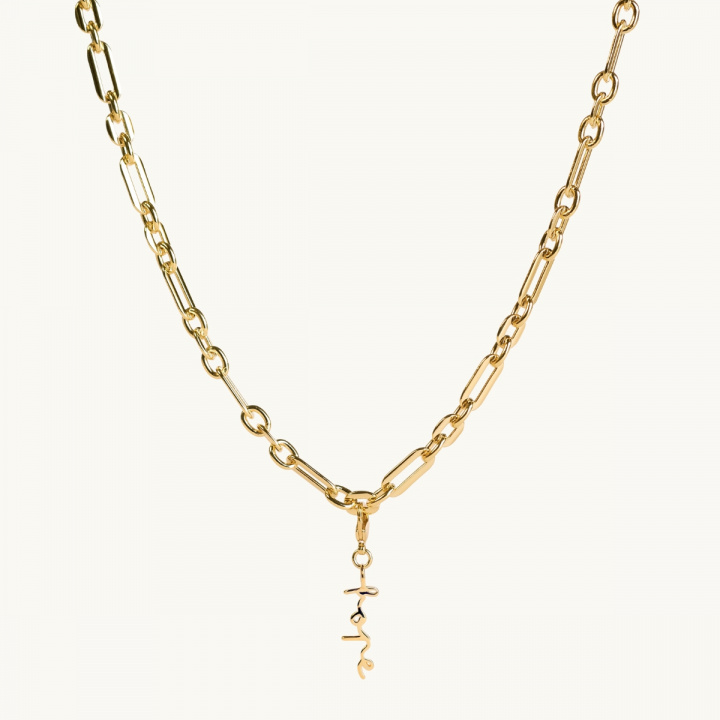 Hope on a chunky gold chain.