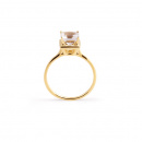 18K gold ring with a square white stone, topaz