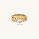 Princess ring in gold plated brass with cz stone