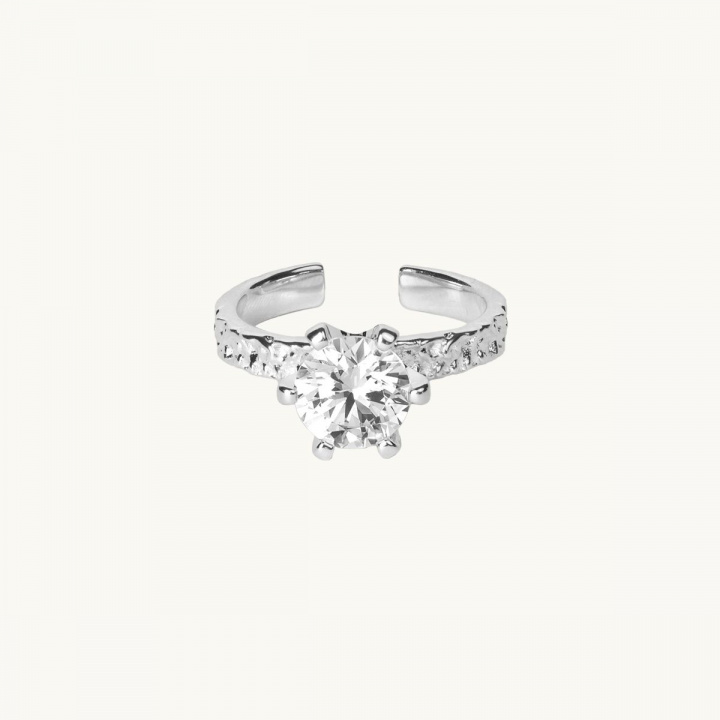Adjustable princess ring in silver with cz stone