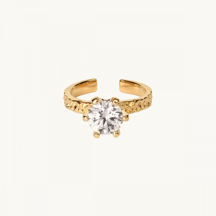 Adjustable princess ring in gold with cz stone