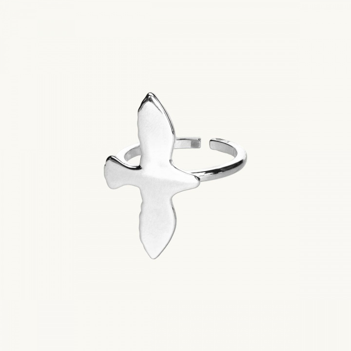 Adjustable ring in silver in shape of a dove