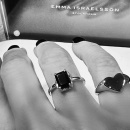 QUEEN RING S BLK SILVER 
