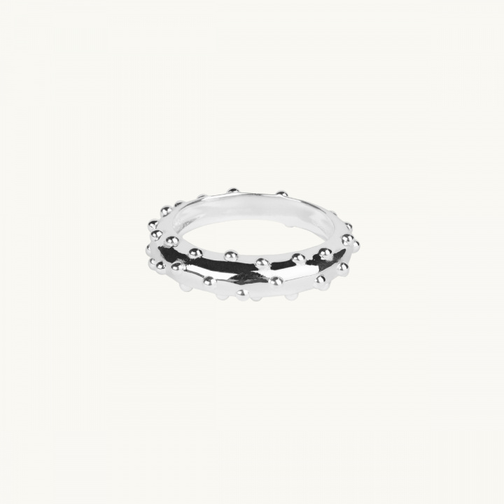 small dots on a silver ring