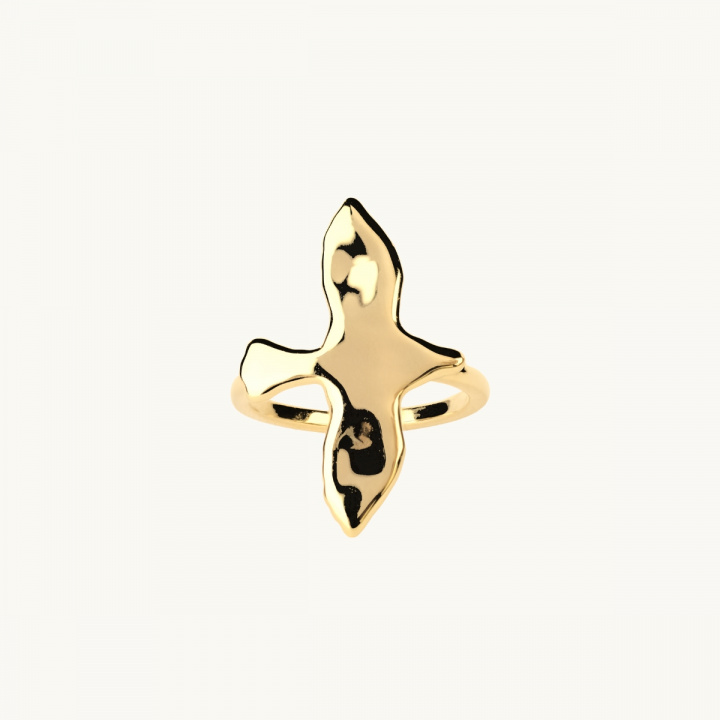 uneven dove ring in goldplated brass