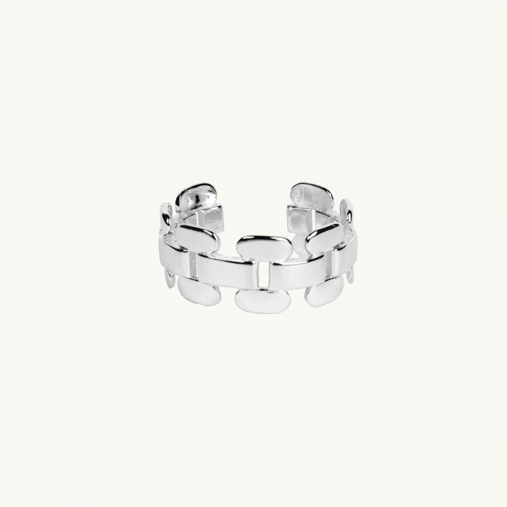 Silver ring with small rectangular links